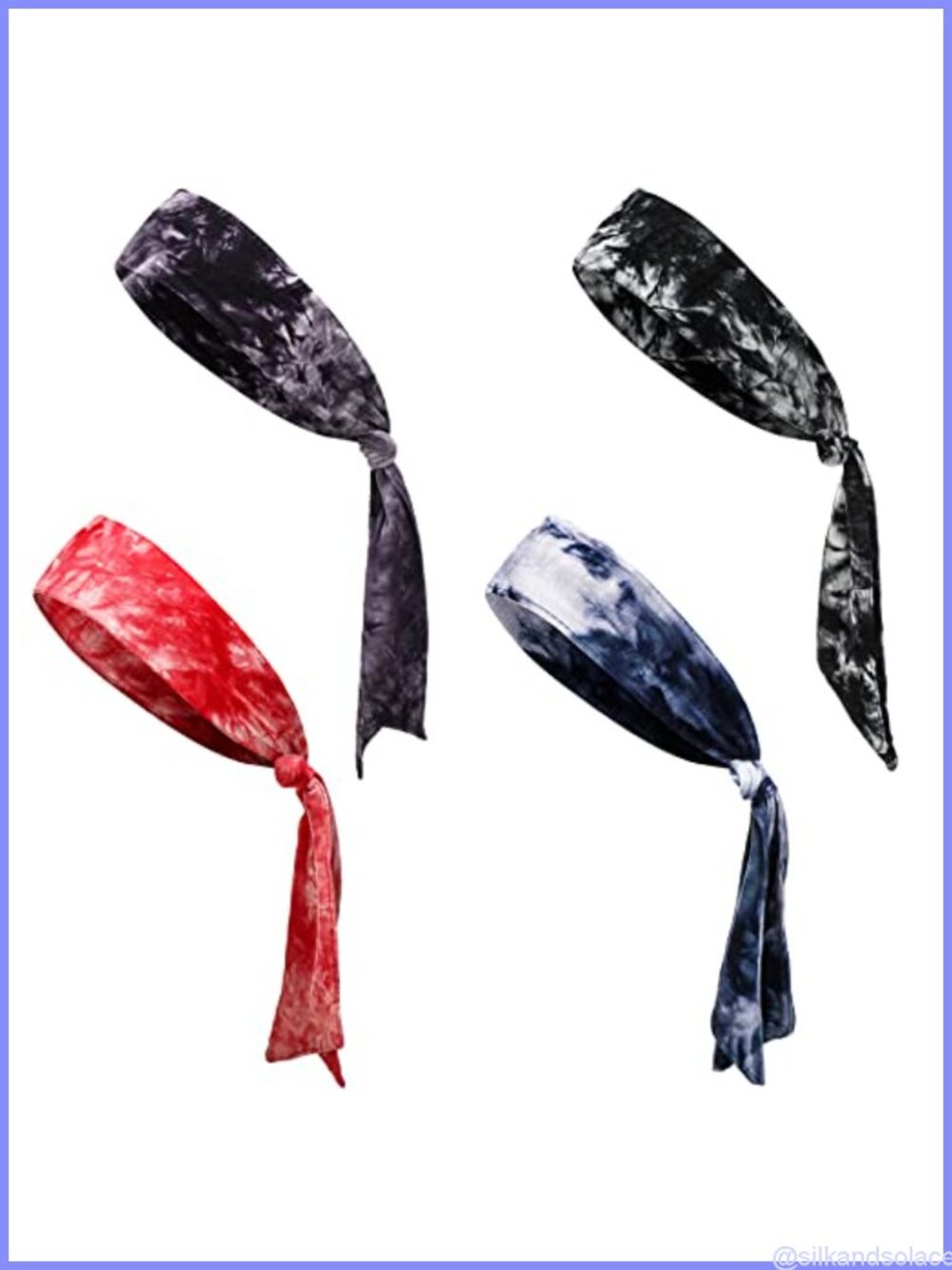 4 Pc Tie Bandana Headband Set Polyester Spandex Sweat Wicking